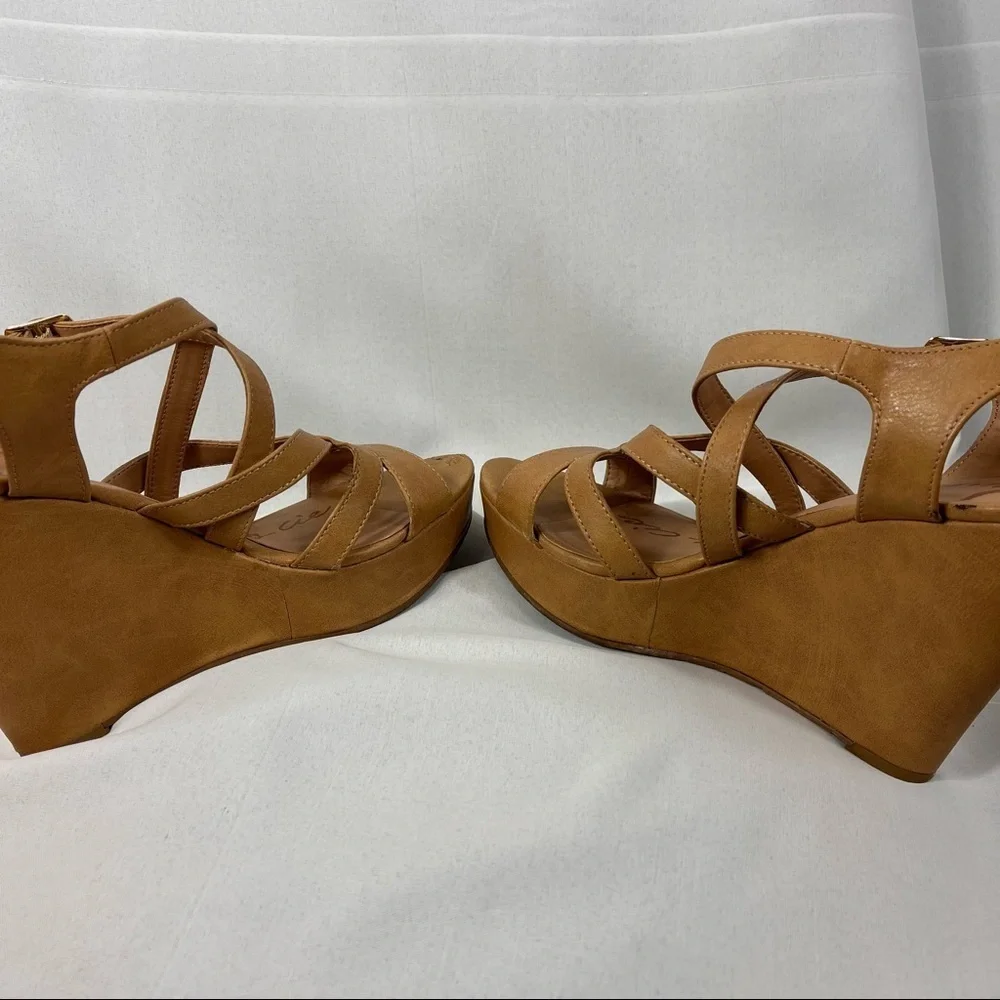 American Rag Arielle platform strappy slingback wedge faux leather Sz 7M